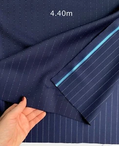 Marineblau Super 130er Wolle Anzugstoff Kreidestreifen Fein Twill DRAGO 4,35m - Bild 1 von 11