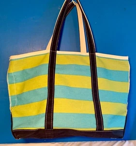 Rare Vintage LL Bean Boat And Tote Striped Large Canvas Zip Tote Bag Made In USA - Picture 1 of 16