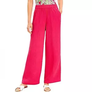 LOFT Beach Triple Cloth Flowy Wide Leg Cotton Pants Size MP NWT - Picture 1 of 9