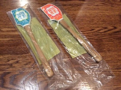 2 Pampered Chef Scrapers Bamboo Batter Me Up Blue & Orange spatulas NIP - Image 1 of 4