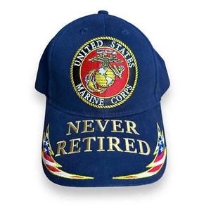 U.S. Marine Corps Never Retired Cap Baseball Strapback Hat Military Navy Blue - Picture 1 of 7