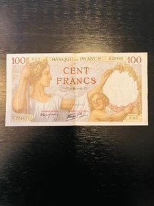 Banknote France 1941 P-94 100 Francs Sully Very Good Condition - Picture 1 of 2