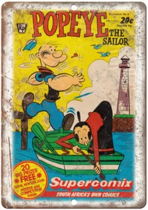 Popeye The Sailor Supercomix South Africa 12" x 9" Reproduction Metal Sign J220 - Picture 1 of 1