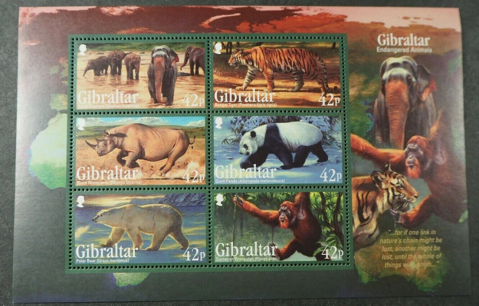 Hoja miniatura Gibraltar - Animales en peligro de extinción 2011 - MNH.  Foto 1 de 1