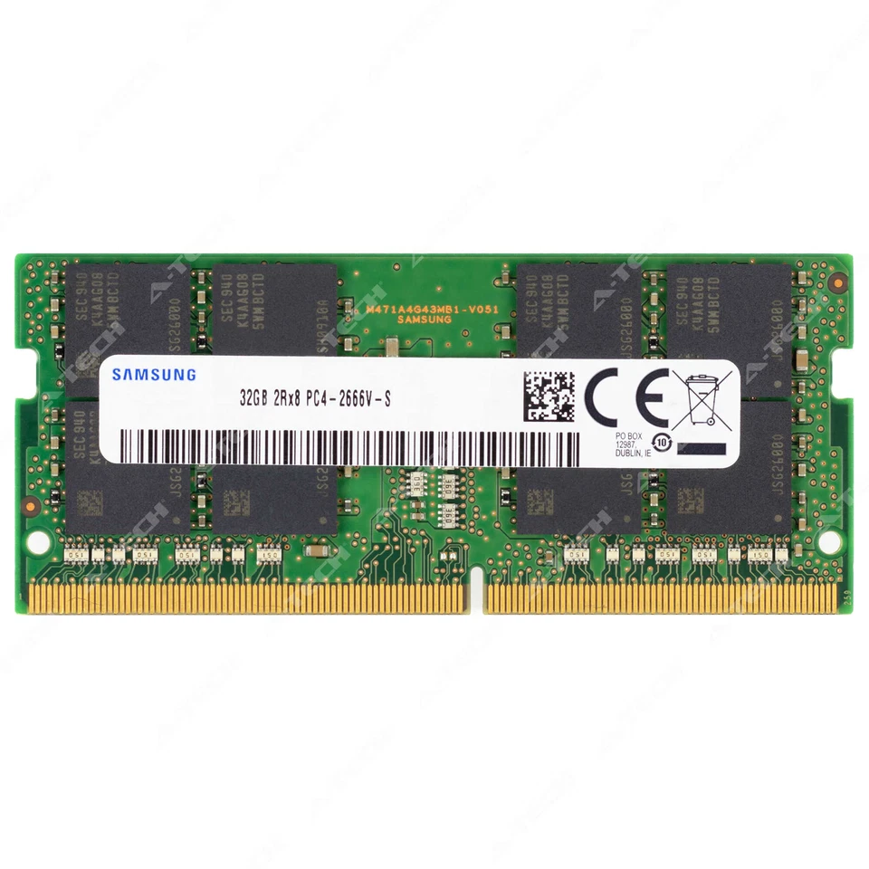 Samsung 32GB 2Rx8 PC4-2666V SODIMM DDR4-21300 Non-ECC 260-Pins Laptop Memory RAM - Image 1 of 2
