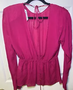 Zara Bluse Fuchsia Transparent, XS - Bild 1 von 3