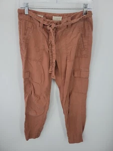 Ann Taylor Loft Pants Womens 2 Terra Cotta Orange Cargo Jogger Belted Pockets - Picture 1 of 8