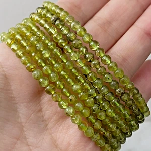 1pc Genuine Green Peridot Olivine Crystal Quartz Stone 4mm Bead Healing Bracelet - Picture 1 of 6