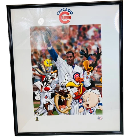 Chicago Cubs Sammy Sosa Lithograph Looney Tunes 2000 Framed MLB Vintage Baseball Cover