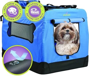 Zampa Pet Portable Crate, Dogs/Cats/Puppies + Carry Case - 50x34x34cm - RRP £89 - Picture 1 of 7