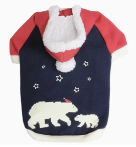 ELLEN DEGENERES NAVY CHRISTMAS HOODIE "BEARS SANTA HAT" Puppy/Dog MED - Bild 1 von 3