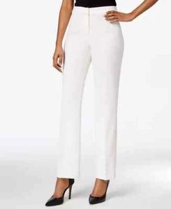 Kasper Women's Straight-Leg Mid Rise Modern Crepe Dress Pants Off White Size 6 - Picture 1 of 13