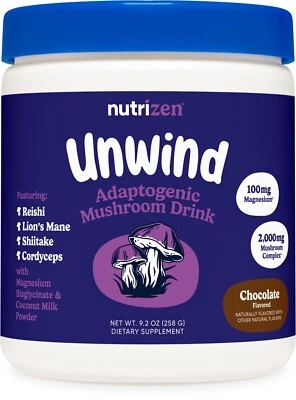 Bebida adaptogênica de cogumelo Nutricost Nutrizen PM Unwind (sabor chocolate) - Imagem 1 de 4