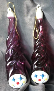 Vintage 1995 House of Lloyd's Christmas Clown Ornaments Set of 2 Both Purple - Picture 1 of 2