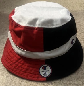 Champion Logo Red, White, Black Bucket Hat Unisex Cotton New w/Tags - Picture 1 of 7