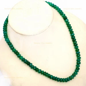 Green onyx Stone Art Deco Artisan Beaded Necklace Jewelry 925 Sterling Silver - Picture 1 of 8