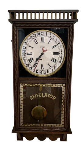 Antique Ingraham Wall Regulator  Clock With Calander  36" x 16" x 5" 1900's era Cover