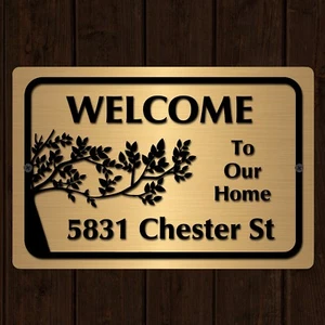 Custom Home Address Plaque Aluminum Metal 12" x 8" House Number Sign - Picture 1 of 6