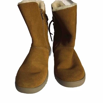 Koolaburra By Ugg Women’s 6 Shazi Suede Khaki 1019361 Tie Back Boots Winter - Image 1 of 4