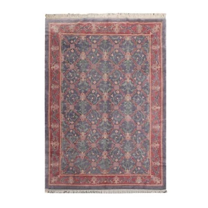 Hand Knotted 100% Wool Tibetan Floral Transitional Area Rug Slate, Blush 6' x 9' - Picture 1 of 5