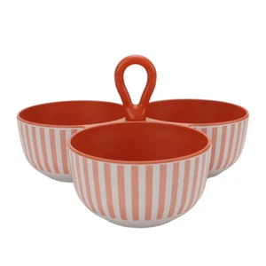 Mainstays Bamboo Triple Condiment Server, Orange Stripe - Picture 1 of 4