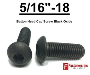 5/16-18 Button Head Socket Cap Screws Allen Hex Drive Black Oxide Alloy Steel - Picture 1 of 2