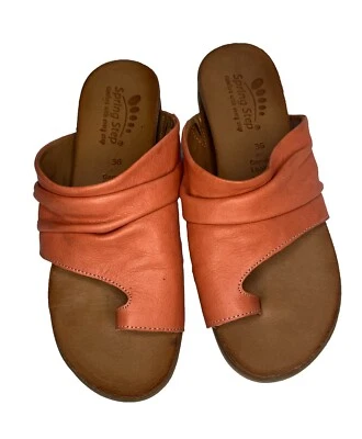 Spring Step Leather Thong Sandals Bates Coral 36 US 5.5/6 - Image 1 of 4