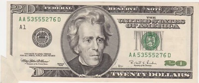 Nice 1996 $20 Twenty Dollar Printed Fold Error SCARCE DATE - Image 1 of 4