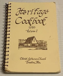Vtg Christ Lutheran Church Heritage Volume 1 Cookbook Preston Minnesota MN 1986 - Imagen 1 de 19