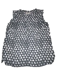 LOFT ärmelloses 1/2-Knopf-Top schwarz & grau Dreieckmuster Damengröße S - Bild 1 von 6