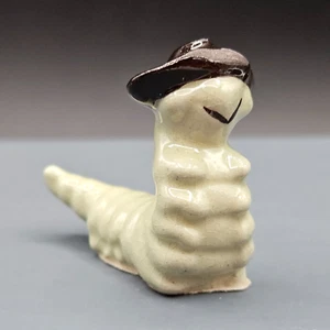 De colección Hagen Renaker Miniatura Oruga Pulgada Gusano Papá Con Sombrero Negro - Imagen 1 de 7
