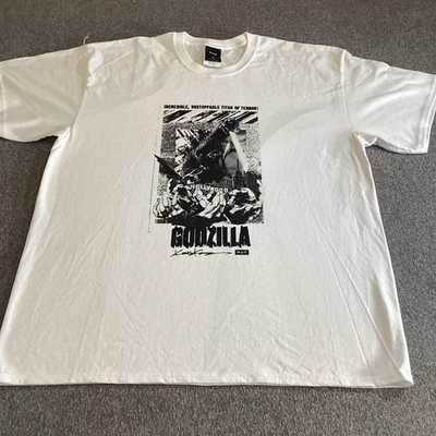 Camisa HUF Para Hombres Extra Grande Blanca Gráfica Godzilla Camiseta Colaboración Ropa de Calle Patín Foto 1 de 4