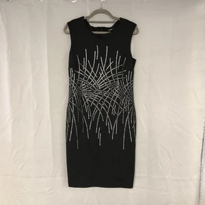 Roman Black Silver Glitter Sheath Dress Womens UK 12 Sleeveless Occasion Party - Picture 1 of 12