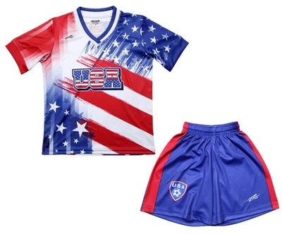 Arza Youth Soccer Uniform Kit Set USA 100% Polyester_Kids White - Image 1 of 4