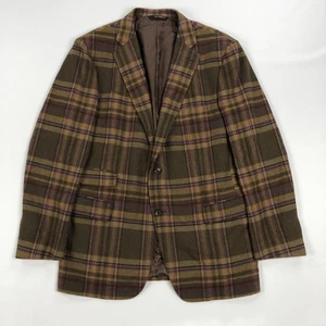 Paul Stuart 44 L Jacket Wool Blend Plaid Soft Constructed Blazer Sport Coat - Picture 1 of 15