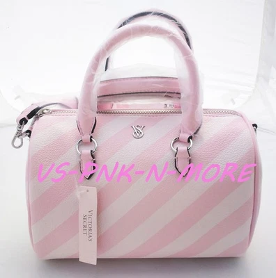 Victoria's Secret VS Mini Duffle Crossbody Bag Purse Pink Heritage Stripe - Image 1 of 4