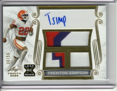 2023 LEAF TRINITY TRENTON SIMPSON ROOKIE/RC AUTO/3X-PATCH RELIC #30/50 - Image 1 of 2