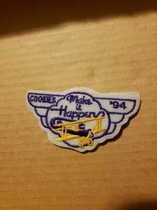 Otis Spunkmeyer Cookies Vintage Airplane 1994 Embroidered Sewn Jacket Patch - Picture 1 of 2