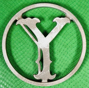 Vtg MCM 60's Aluminum Screen Storm Door 6" Letter Monogram Emblem "Y" Initial - Picture 1 of 4