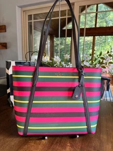 Kate Spade New York Cara Large Tote Shoulder Bag - Wrapping Paper Stripe - Picture 1 of 6