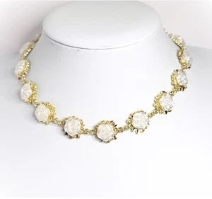 Regency Style weiße Rose Halskette vergoldet Choker Fairycore Cottagecore - Bild 1 von 5