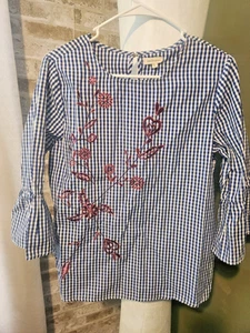 Blusa de mujer Jennifer & Grace con guinga M bordada floral manga campana - Imagen 1 de 3