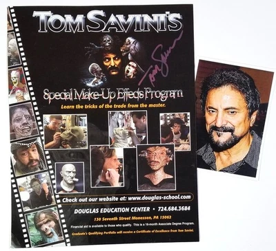 Tom Savini Foto REAL FIRMADA a mano Certificado de Autenticidad Autografiado Película Maquillador Doble Foto 1 de 3