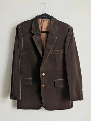 Abrigo Deportivo Vintage Sears Para Hombre Terciopelo Marrón con Botones Dorados 42R Años 70 Retro Lux Foto 1 de 4