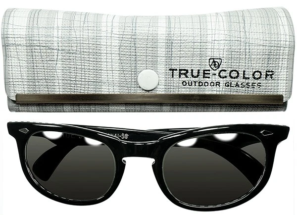 Gafas de sol American Optical negras semi-ojo de gato 50□22-135 hechas en EE. UU. con estuche Foto 1 de 4