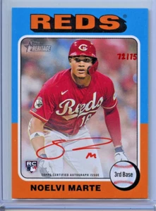 2024 Topps Heritage High Number Noelvi Marte Real One inchiostro rosso automatico RC/75 rossi - Foto 1 di 2