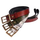 Fashion Real Leather Waist Belt Brass Pin Buckle Casual Retro Waistband
