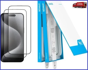 Anker Screen Protector For IPhone 15 Pro Max - 9H Tempered Glass HD (2-Pack) - Picture 1 of 7