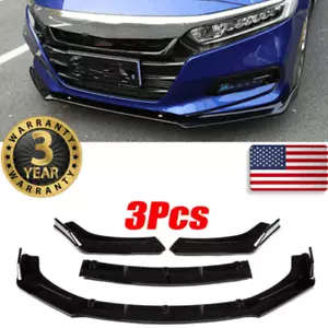 UNIVERSAL FOR HONDA ACCORD JDM STYLE GLOSSY BLACK FRONT BUMPER LIP SPLITTER 1F - Picture 1 of 8