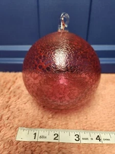 Fishscale & Mousetooth Christmas Hand Blown Stained Glass Ornament Virginia 5" - Picture 1 of 3